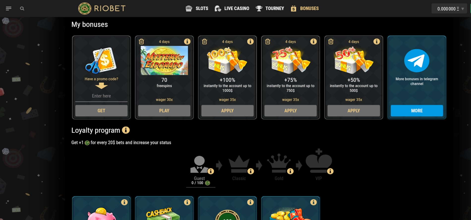 Riobet online casino bonuses